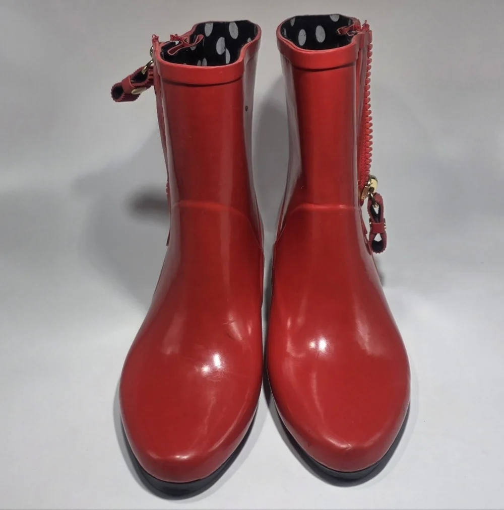 Kate Spade Penny Ankle Rubber Rain Boots, Size 5  Red Color New